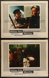 1d905 MOBY DICK 2 LCs 1956 John Huston, cool images of Gregory Peck as Ahab + Leo Genn!