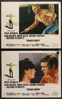 1d909 NEVADA SMITH 2 LCs 1966 great images of western cowboy Steve McQueen, Suzanne Pleshette!