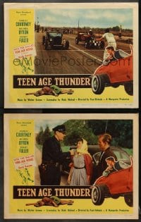 1d969 TEEN AGE THUNDER 2 LCs 1957 racing scene and cop pulls over Charles Courtney & Melinda Byron!