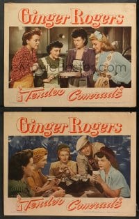 1d974 TENDER COMRADE 2 LCs 1944 romantic art of pretty Ginger Rogers & Robert Ryan!