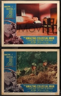1d719 AMAZING COLOSSAL MAN 3 LCs 1957 AIP, Bert I. Gordon, border art of giant monster by Kallis!
