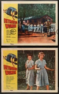 1d726 BETRAYED WOMEN 3 LCs 1955 bad girls in solitary, Carole Mathews, Beverly Michaels!