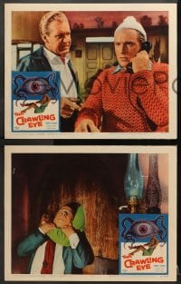 1d732 CRAWLING EYE 3 LCs 1958 Tucker, w/ classic art of the slithering eyeball monster with victim!