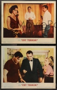 1d368 CRY TERROR 7 LCs 1958 James Mason, Rod Steiger, Inger Stevens, noir, an experience in suspense