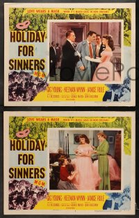 1d752 HOLIDAY FOR SINNERS 3 LCs 1952 Gig Young, Keenan Wynn, Janice Rule, love wears a mask!