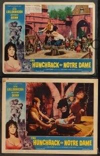 1d662 HUNCHBACK OF NOTRE DAME 4 LCs 1957 Anthony Quinn as Quasimodo, sexy Gina Lollobrigida