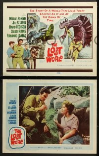 1d187 LOST WORLD 8 LCs 1960 Michael Rennie battles dinosaurs in the Amazon Jungle!