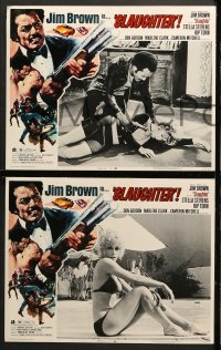1d274 SLAUGHTER 8 LCs 1972 AIP, Akimoto border art of shotgun-blasting Jim Brown & Stella Stevens!