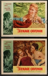 1d519 TEENAGE CAVEMAN 6 LCs 1958 Roger Corman, prehistoric rebels against prehistoric monsters!
