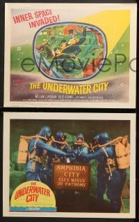 1d329 UNDERWATER CITY 8 LCs 1962 William Lundigan, wacky images from scuba diving sci-fi!