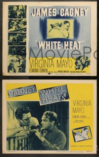 1d343 WHITE HEAT 8 LCs R1956 James Cagney is Cody Jarrett, classic noir, top of the world, Ma!