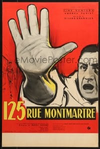 1f431 125 RUE MONTMARTRE French 16x24 1959 cool close up art of detective Lino Ventura by Yves Thos!