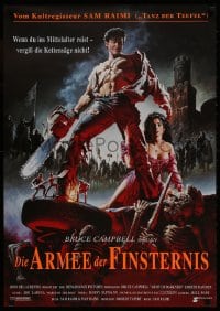 1f066 ARMY OF DARKNESS German 1993 Sam Raimi, great artwork of Bruce Campbell with chainsaw hand!