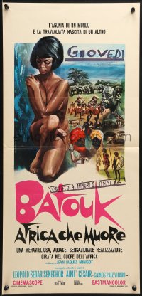 1f883 BATOUK Italian locandina 1970 cool Africa scenes & sexy naked girl artwork by Piovano!