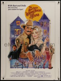 1g020 BEST LITTLE WHOREHOUSE IN TEXAS 30x40 1982 art of Burt Reynolds & Dolly Parton by Goozee!