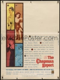 1g032 CHAPMAN REPORT 30x40 1962 Jane Fonda, Shelley Winters, from Irving Wallace sex novel!