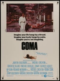 1g038 COMA 30x40 1977 Genevieve Bujold finds room full of coma patients in special harnesses!