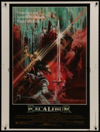 1g051 EXCALIBUR 30x40 1981 John Boorman, cool medieval fantasy sword artwork by Bob Peak!