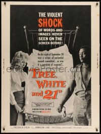 1g055 FREE, WHITE & 21 30x40 1963 interracial romance, Shock after Shock, bold beyond belief!
