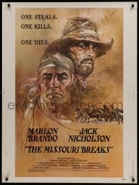 1g081 MISSOURI BREAKS 30x40 1976 art of Marlon Brando & Jack Nicholson by Bob Peak!