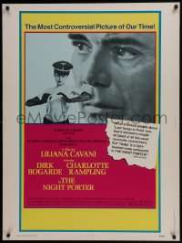 1g085 NIGHT PORTER 30x40 1974 Portiere di notte, Bogarde, topless Charlotte Rampling in Nazi hat!