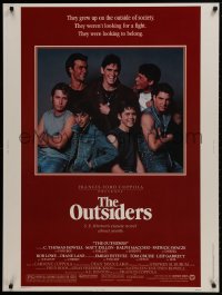 1g091 OUTSIDERS 30x40 1982 Coppola, S.E. Hinton, Howell, Dillon, Macchio, Swayze, Lowe, Estevez!