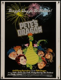 1g092 PETE'S DRAGON 30x40 1977 Walt Disney animation/live action, colorful art of Elliott!