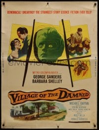1g132 VILLAGE OF THE DAMNED 30x40 1960 George Sanders. the story of the weird child-demons!