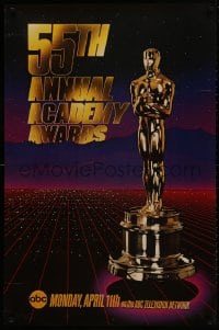 1g143 55TH ANNUAL ACADEMY AWARDS 1sh 1983 cool image of the golden Oscar statuette over city!