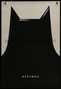 1g217 BATMAN RETURNS teaser 1sh 1992 Burton, Keaton, cool partial bat symbol, undated design!