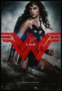 1g219 BATMAN V SUPERMAN teaser DS 1sh 2016 great image of sexiest Gal Gadot as Wonder Woman!