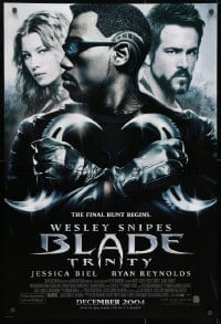 1g247 BLADE TRINITY advance DS 1sh 2004 Wesley Snipes, tough guy Ryan Reynolds, Jessica Biel!