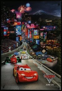 1g275 CARS 2 advance DS 1sh 2011 Disney animated automobile racing sequel, image top cast in city!