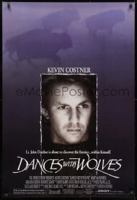 1g308 DANCES WITH WOLVES DS 1sh 1990 Kevin Costner directs & stars, image of buffalo!