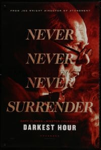 1g318 DARKEST HOUR teaser DS 1sh 2017 Gary Oldman is Winston Churchill, never, never surrender!