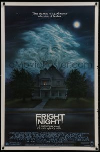 1g398 FRIGHT NIGHT 1sh 1985 Sarandon, McDowall, best classic horror art by Peter Mueller!