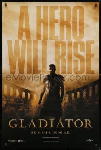 1g417 GLADIATOR int'l teaser DS 1sh 2000 Russell Crowe, directed by Ridley Scott!