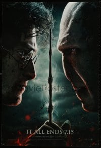 1g456 HARRY POTTER & THE DEATHLY HALLOWS PART 2 teaser DS 1sh 2011 Radcliffe facing off w/Fiennes!