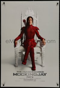 1g483 HUNGER GAMES: MOCKINGJAY - PART 2 teaser DS 1sh 2015 image of Jennifer Lawrence in red outfit!