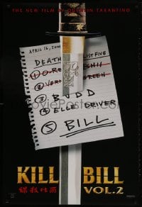 1g541 KILL BILL: VOL. 2 teaser 1sh 2004 Uma Thurman, Quentin Tarantino directed, hit list & katana!
