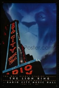 1g579 LION KING advance 1sh 1994 Disney cartoon World Premiere at the Radio City Musical Hall!