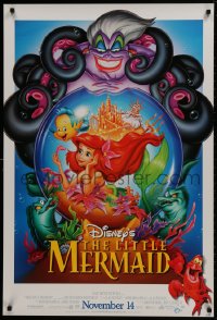 1g582 LITTLE MERMAID advance DS 1sh R1997 great images of Ariel & cast, Disney cartoon!