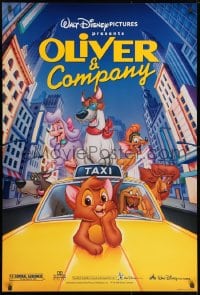 1g666 OLIVER & COMPANY DS 1sh R1996 Disney cartoon cats & dogs in New York City!