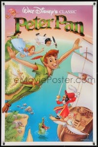 1g677 PETER PAN int'l 1sh R1989 Walt Disney animated cartoon fantasy classic, great flying art!