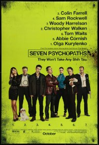 1g777 SEVEN PSYCHOPATHS advance DS 1sh 2012 Colin Farrell, Sam Rockwell, Woody Harrelson, Tom Waits!