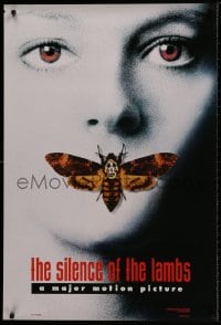 1g793 SILENCE OF THE LAMBS style A teaser DS 1sh 1991 image of Jodie Foster with moth over mouth!