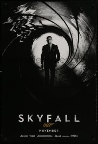 1g807 SKYFALL teaser DS 1sh 2012 November style, Daniel Craig as James Bond standing in gun barrel!