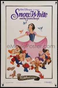 1g810 SNOW WHITE & THE SEVEN DWARFS foil 1sh R1987 Walt Disney cartoon fantasy classic!