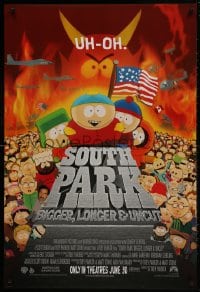 1g818 SOUTH PARK: BIGGER, LONGER & UNCUT int'l advance 1sh 1999 Parker & Stone animated musical!