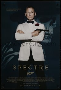 1g822 SPECTRE advance DS 1sh 2015 cool image of Daniel Craig as James Bond 007 with gun!